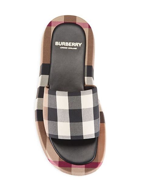 burberry buckingham check slides|burberry slides saks.